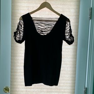 Venus Black top with ribbed top and sleeves